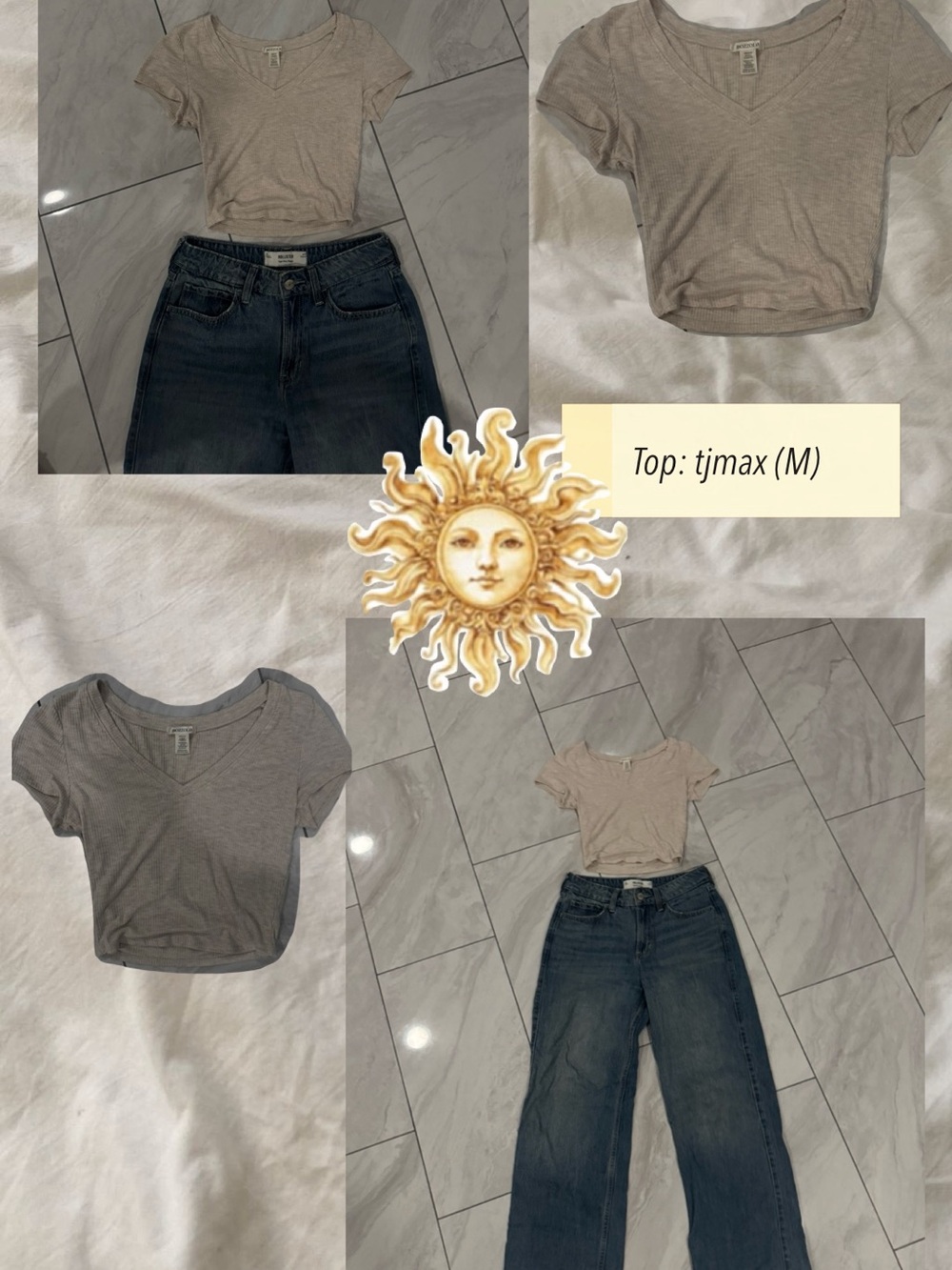 T.J.Maxx Taupe V-Neck Crop Top